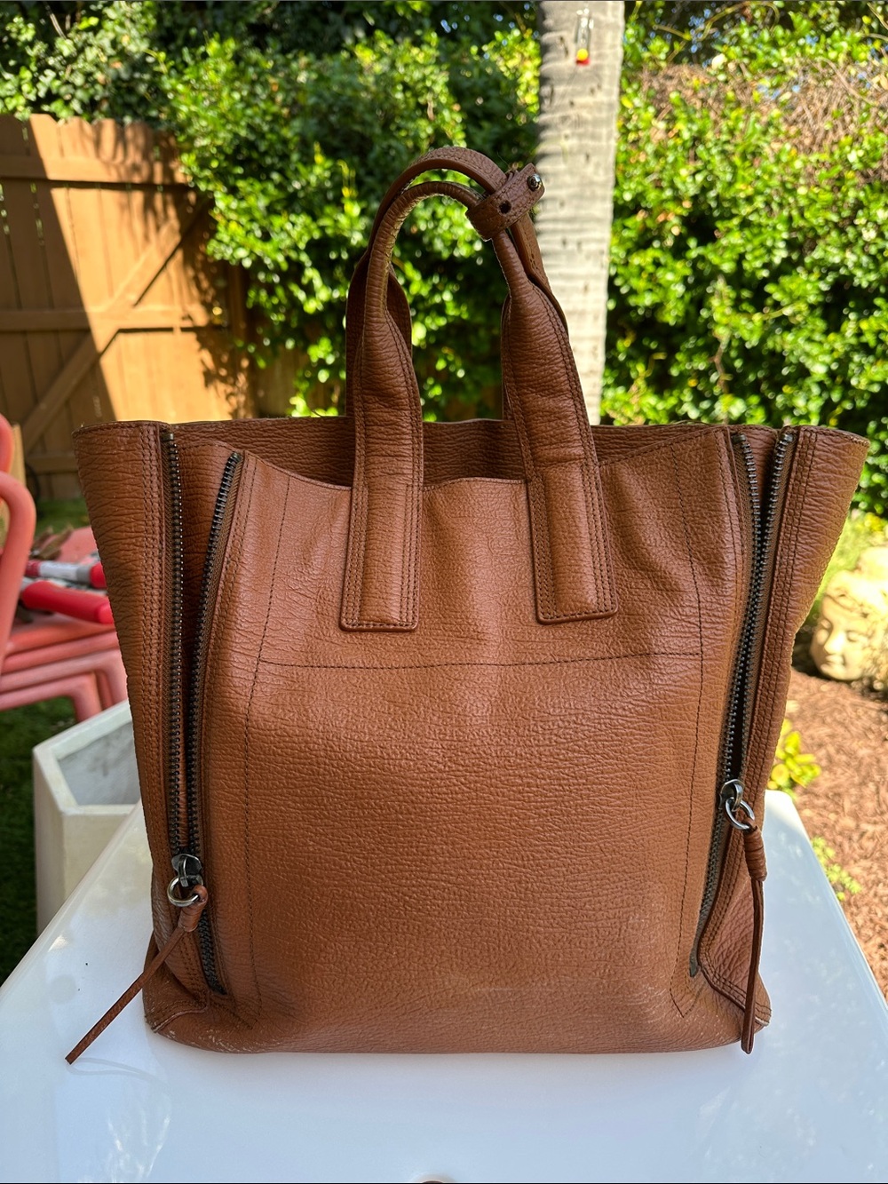 3.1 Phillip Lim camel  Pebbled Leather Zip-Accent Tote